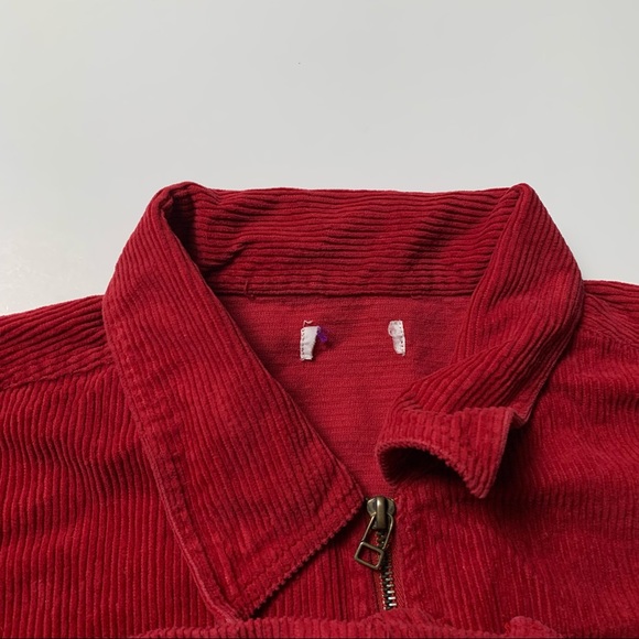 VINTAGE 90s RED CORDUROY FULL ZIP UP JACKET - Picture 2 of 2